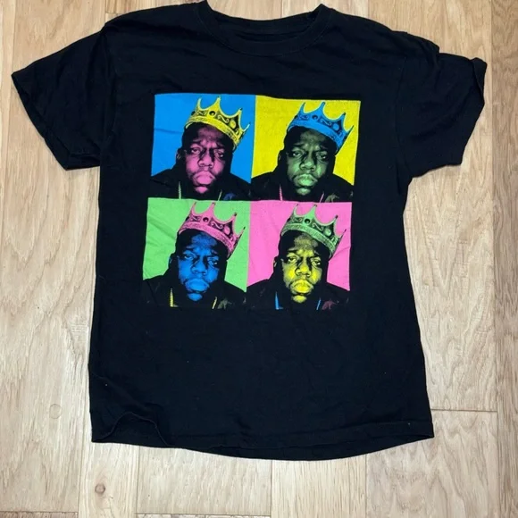 Vintage Black Notorious BIG Pop Art Colorful Graphic T-Shirt - Picture 1 of 2